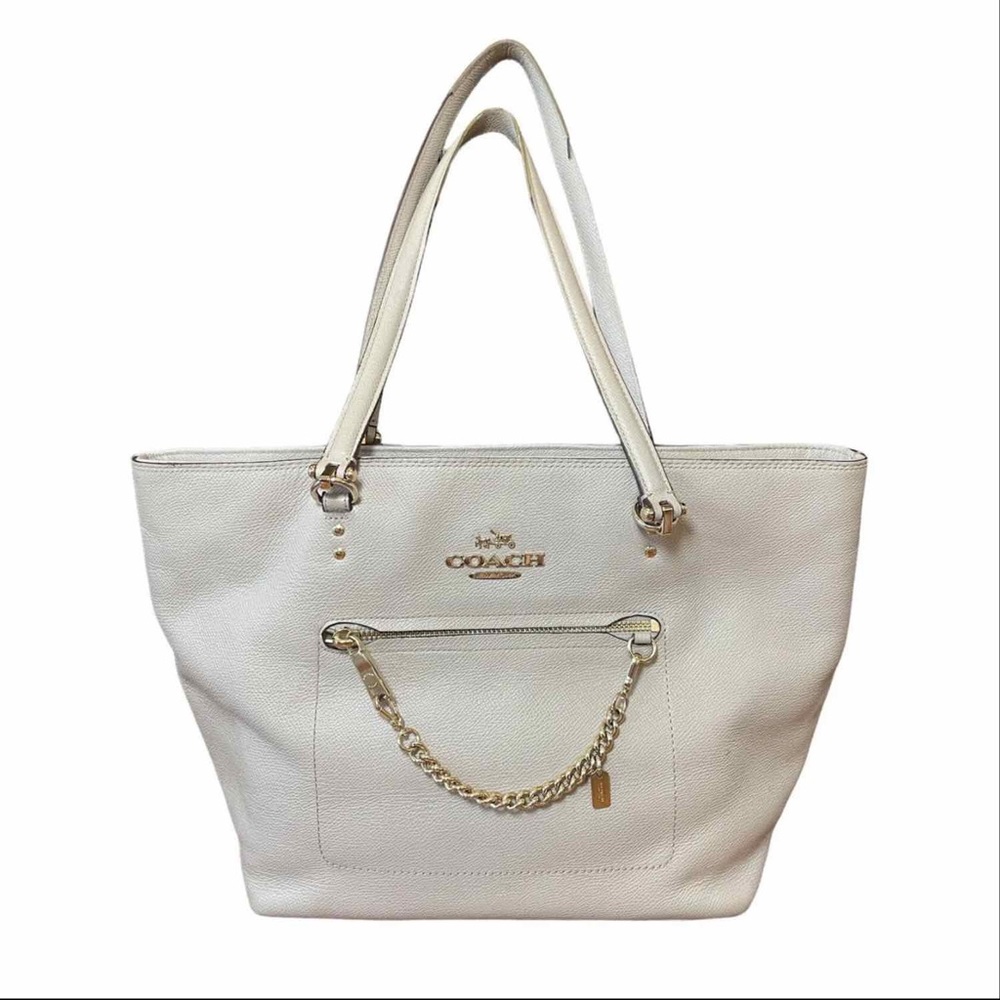 Authentic COACH ($350) TOWN CAR TOTE CROSSGRAIN LEATHER SHOULDER BAG Grey Birch